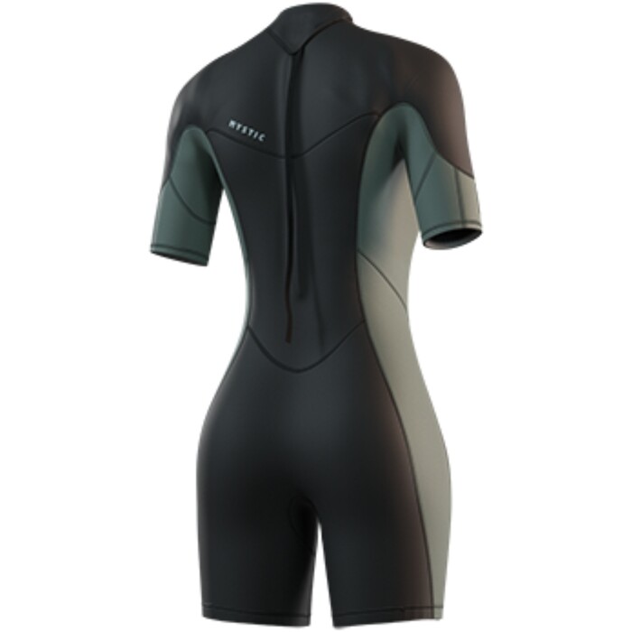 2025 Mystic Womens Brand 3/2mm Back Zip Flatlock Shorty Wetsuit 35000.250064 - Dark Olive